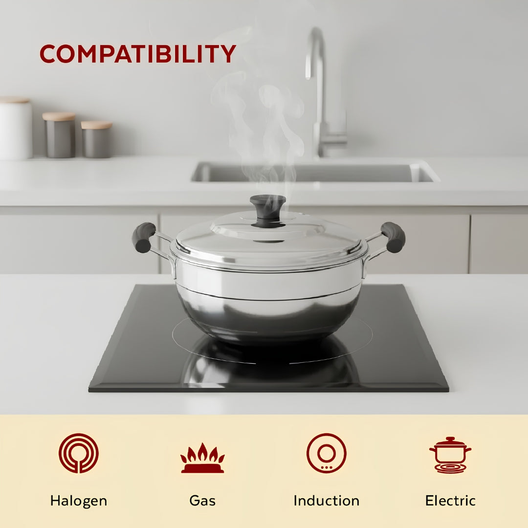 Mahaa Stainless Steel Multi Kadai with Idly Plates and Lid 20 cm_Features4