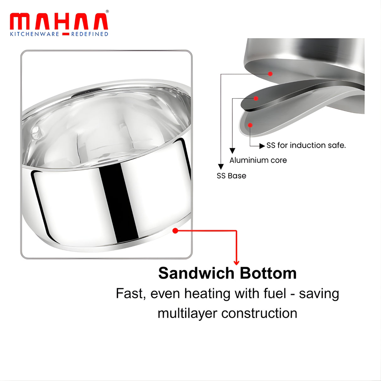Mahaa Utena Stainless Steel Sauce Pan 16 cm_4