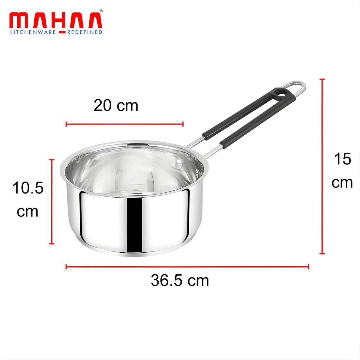 Mahaa Utena Stainless Steel Sauce Pan 20 cm_3