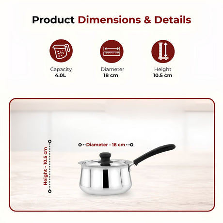 Mahaa Wave Stainless Steel Sauce Pan with Lid 18 cm _Features 2