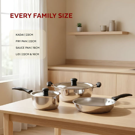 Mahaa Zen Stainless Steel Cookware Combo Set_Features 1