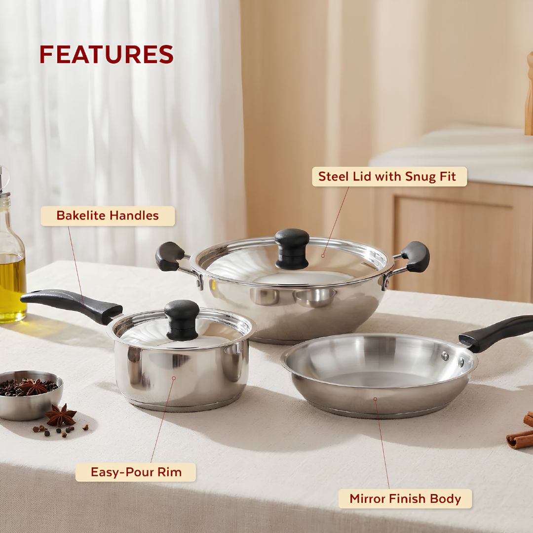 Mahaa Zen Stainless Steel Cookware Combo Set_Features 3