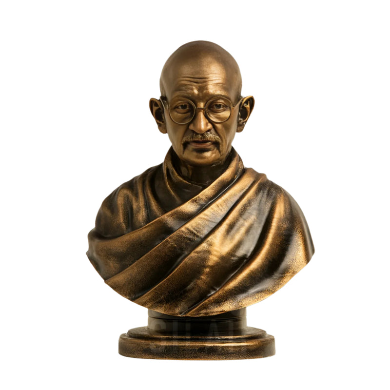 Mahatma Gandhi Bust 8 In Sculpture - Antique Bronze