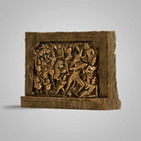 Mahishasura Mardini Relief Sculpture 8 In - Antique Bronze