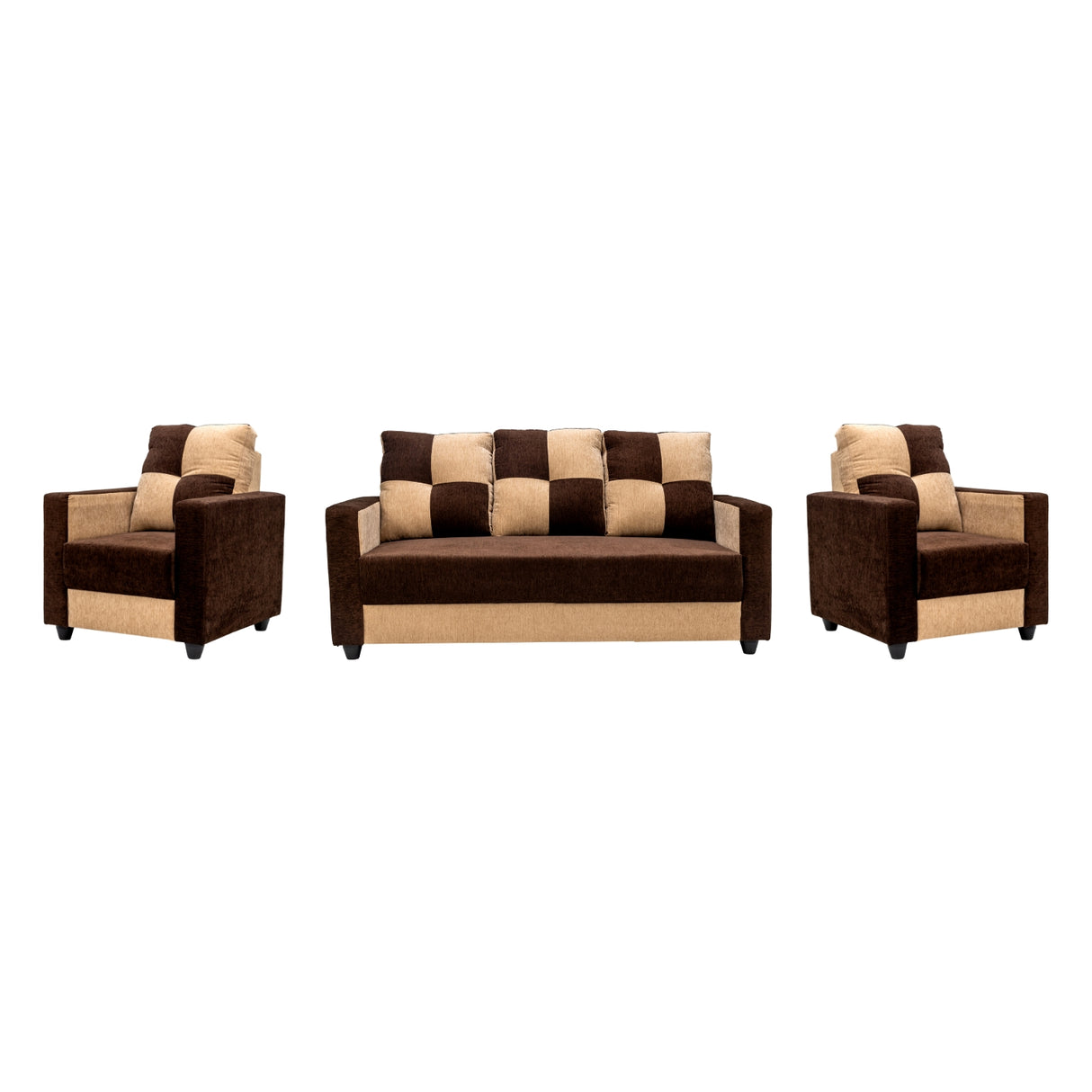 Metz Pro Comfort Fabric Sofa Set (3+1+1 Seater) - Brown and Sandal