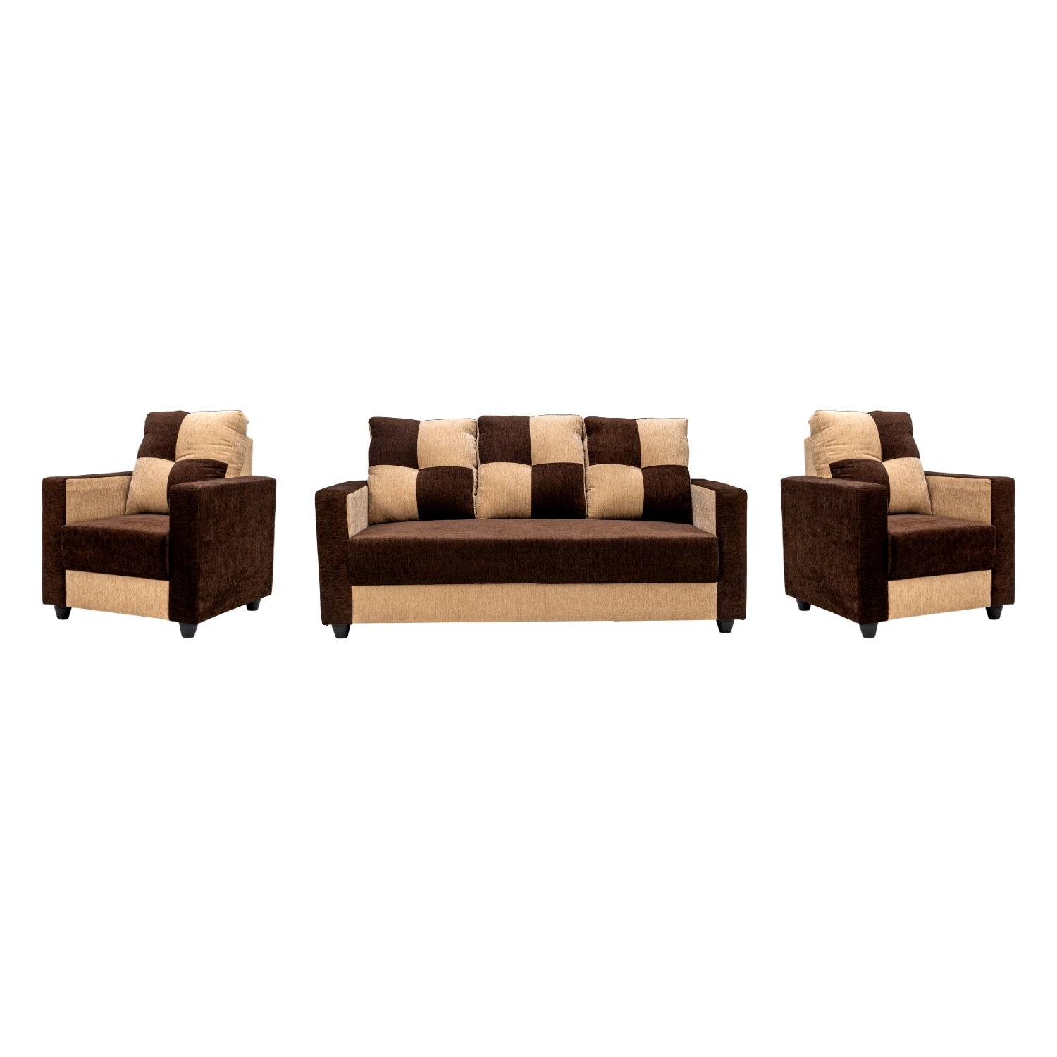 Metz Pro Comfort Fabric Sofa Set (3+1+1 Seater) - Brown and Sandal
