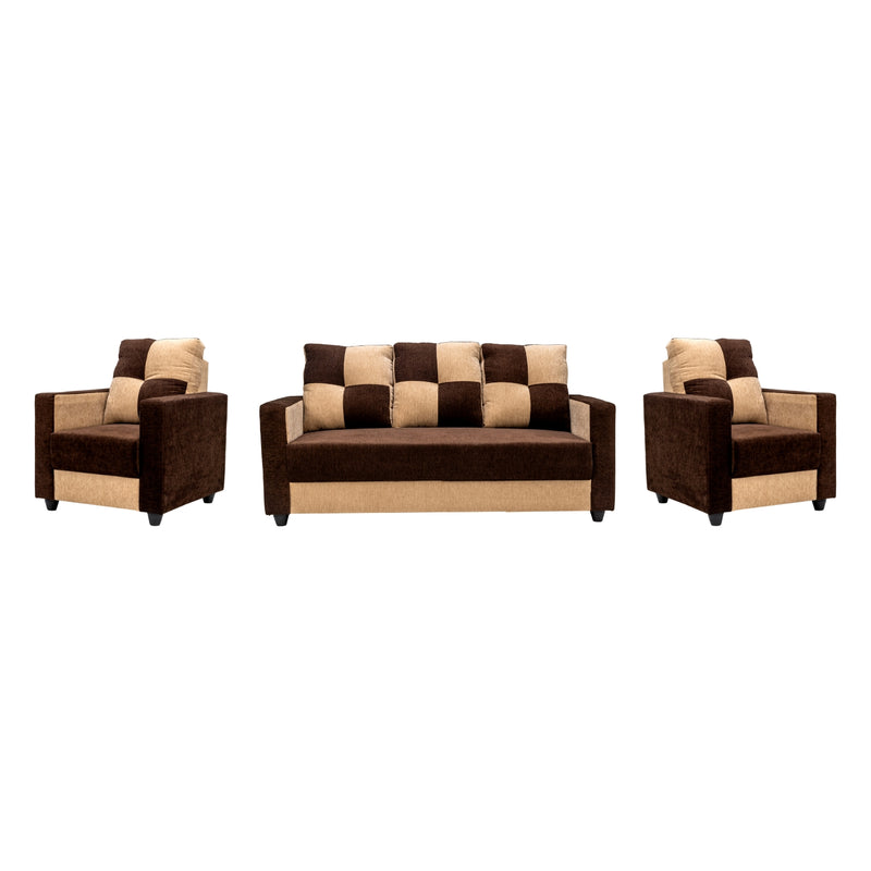 Metz Pro Comfort Fabric Sofa Set (3+1+1 Seater) - Brown and Sandal