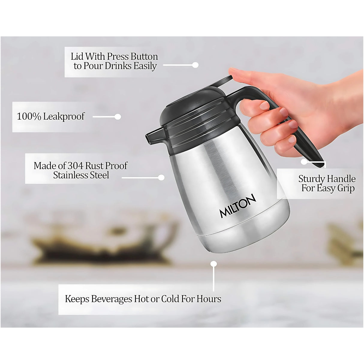 Milton Thermosteel Carafe Flask 1500 ml - Silver
