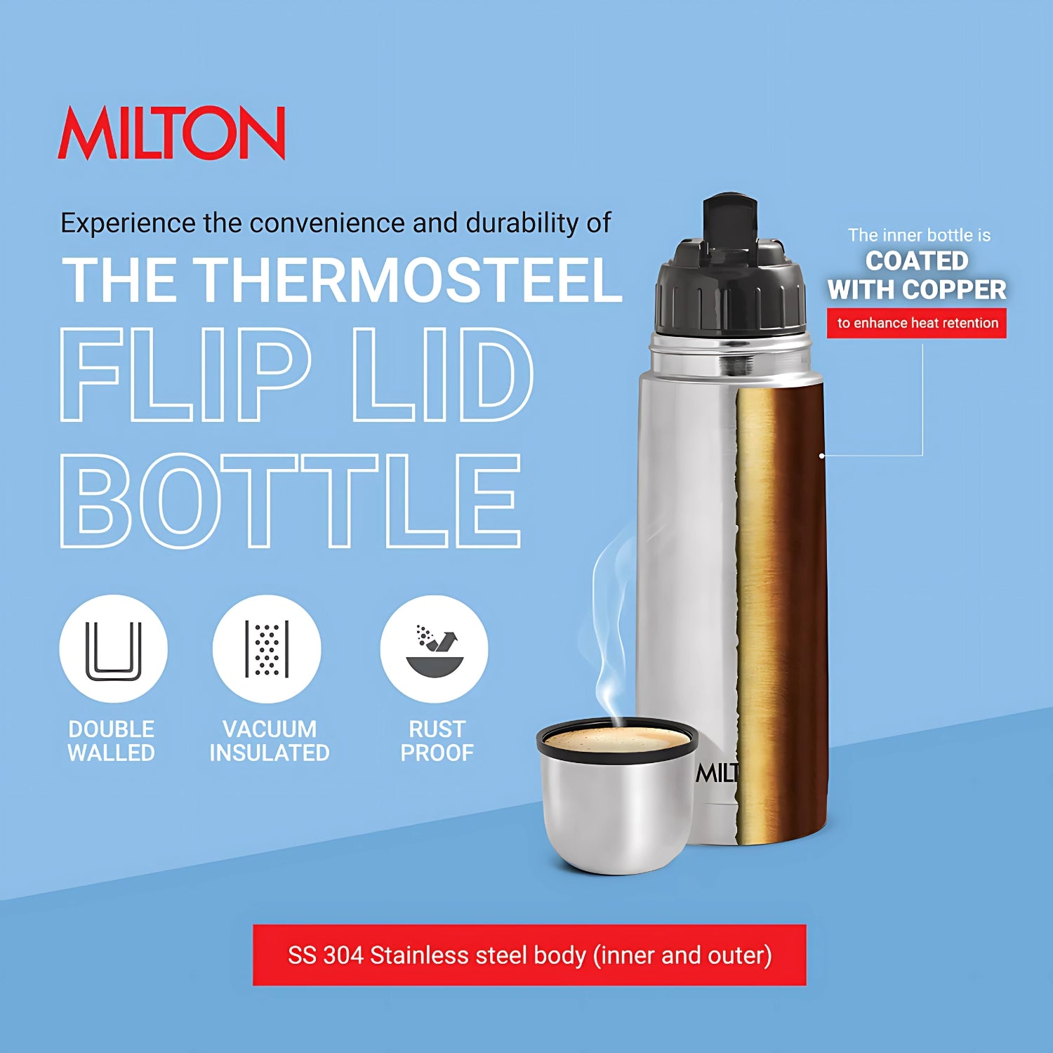 Milton Flip Lid Thermosteel Flask 750 ml - Silver_9