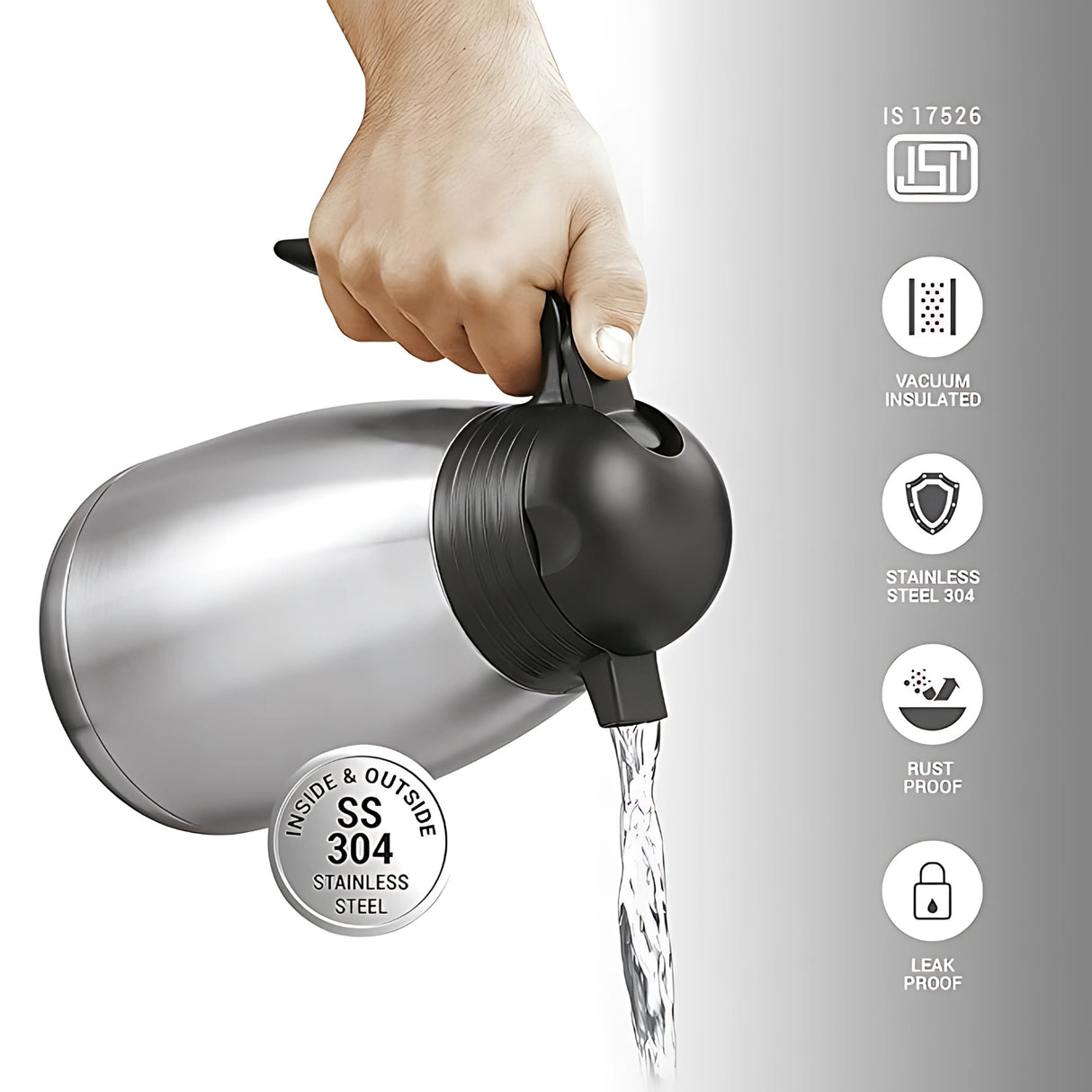 Milton Thermosteel Carafe Flask 2000 ml - Silver_3