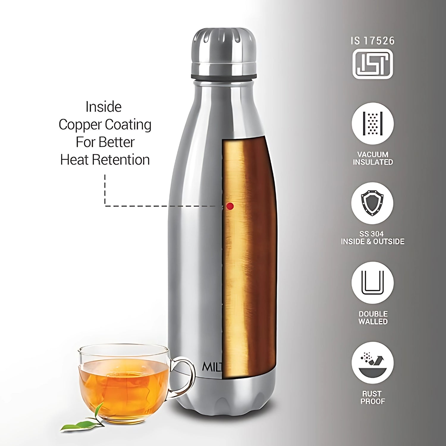 Milton Thermosteel Duo Bottle 500 ml - Silver_3