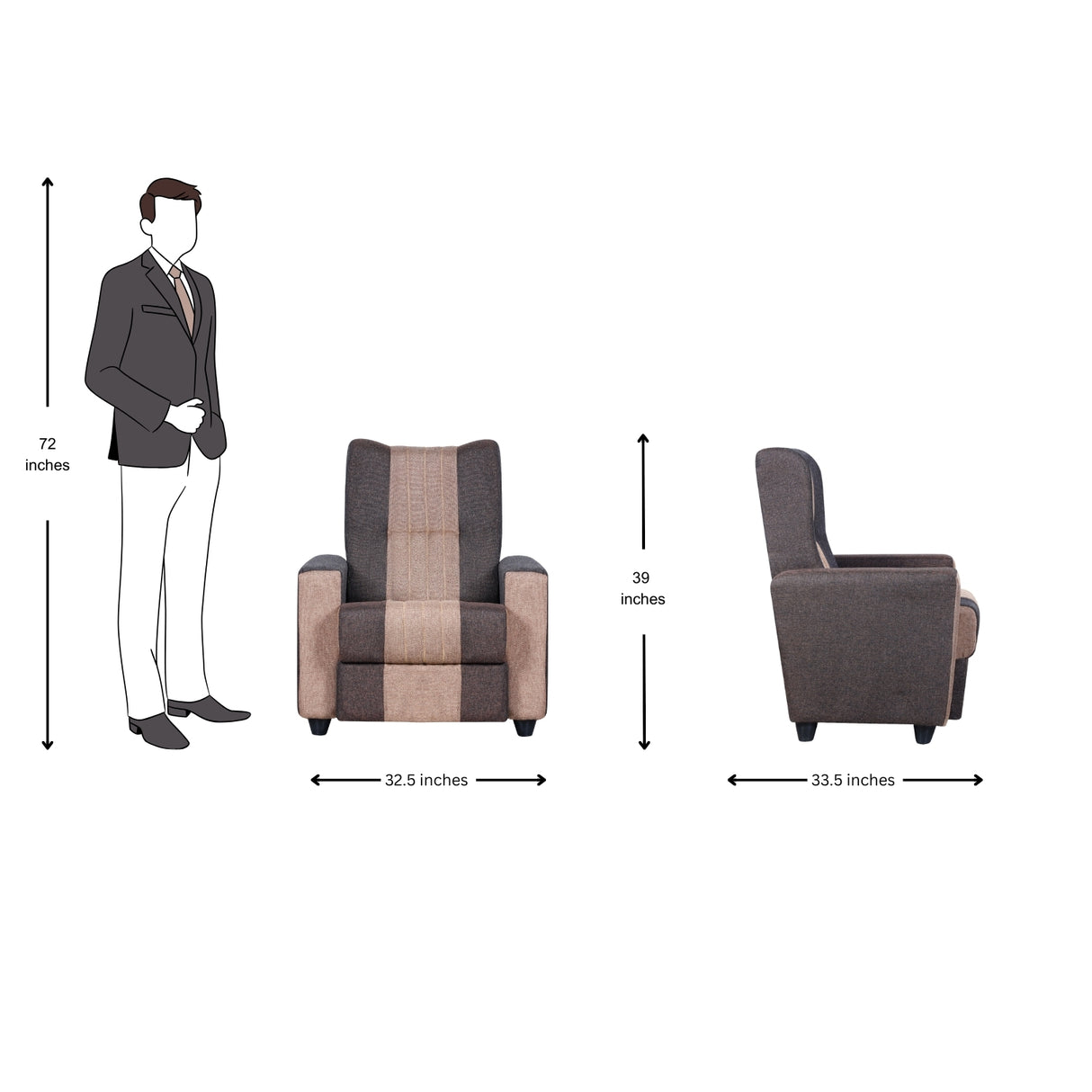 Mini Renu Fabric Sofa Set (3+1+1-Seater) - Brown