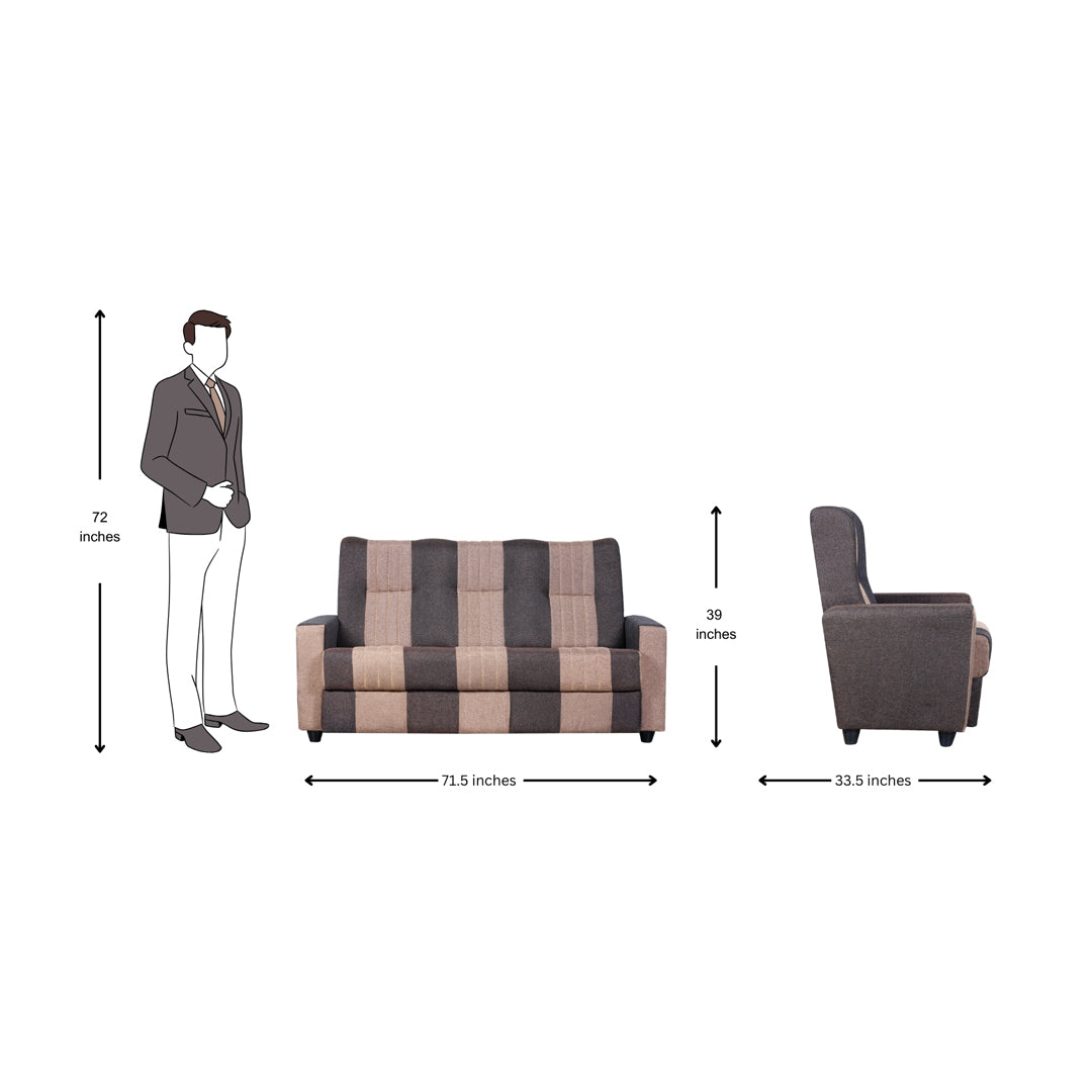 Mini Renu Fabric Sofa 3-Seater - Brown_5