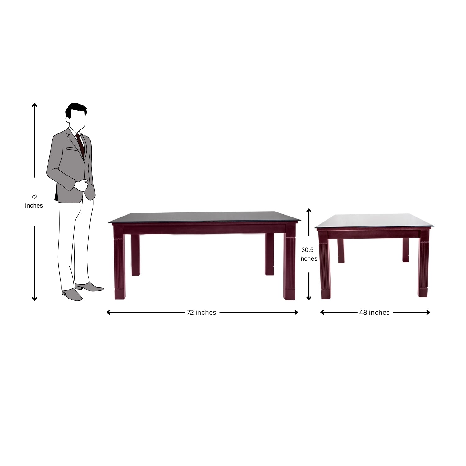 Minto Rectangle Glass Top Dining Table 6-Seater - Light Walnut Finish_4