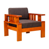 Missouri Pro Grand Wooden Sofa 1 Seater - Teak Finish