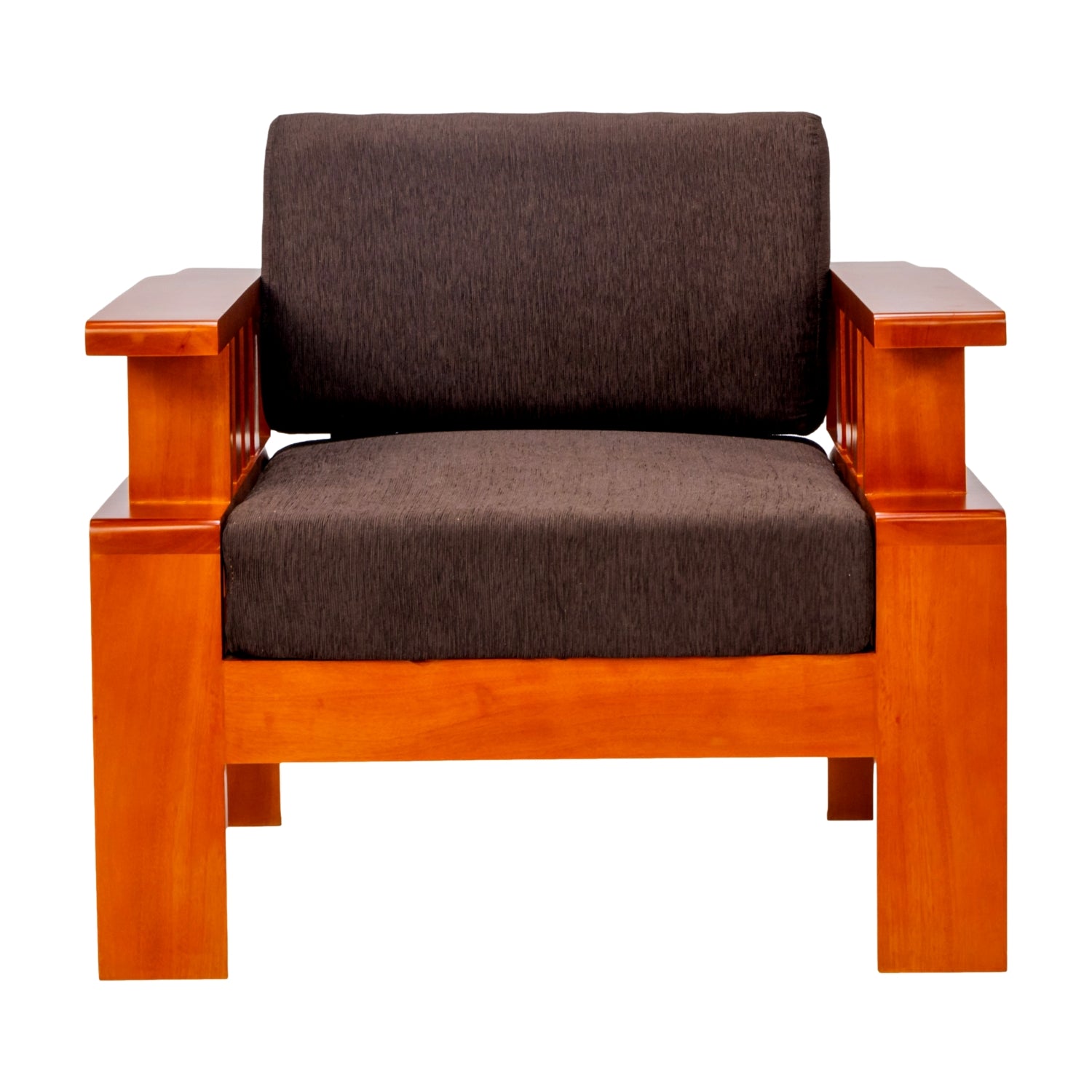 Missouri Pro Grand Wooden Sofa 1 Seater - Teak Finish
