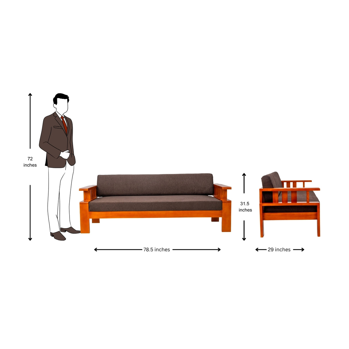 Missouri Grand Sofa 3-Seater - Teak Finish_5