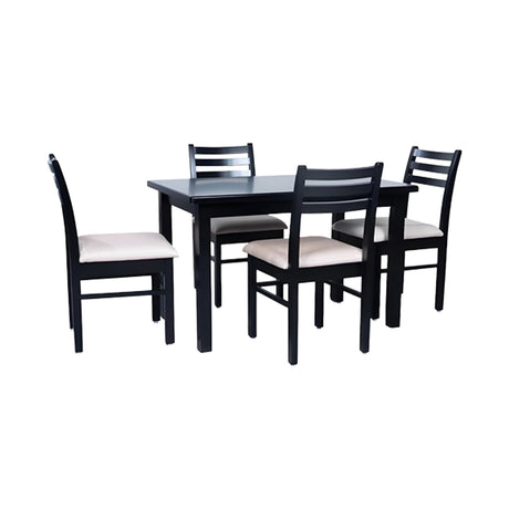 Moscow Wooden Top 4-Seater Dining Set - Dark Walnut Finish_1