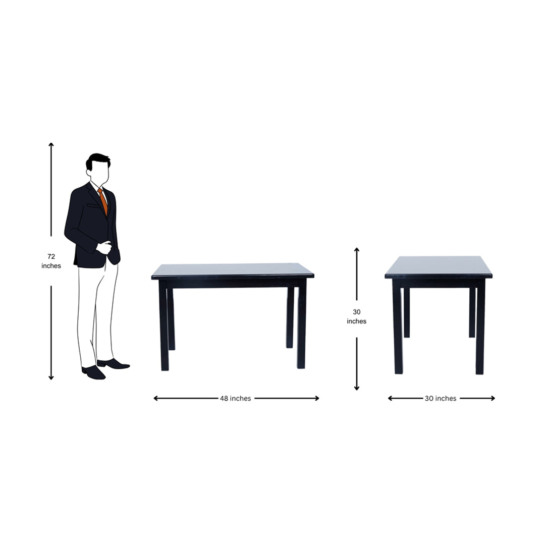 Moscow Wooden Top 4-Seater Dining Set - Dark Walnut Finish_11