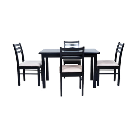 Moscow Wooden Top 4-Seater Dining Set - Dark Walnut Finish_2