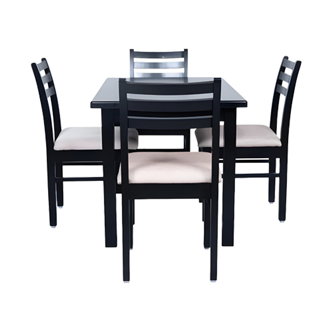 Moscow Wooden Top 4-Seater Dining Set - Dark Walnut Finish_3