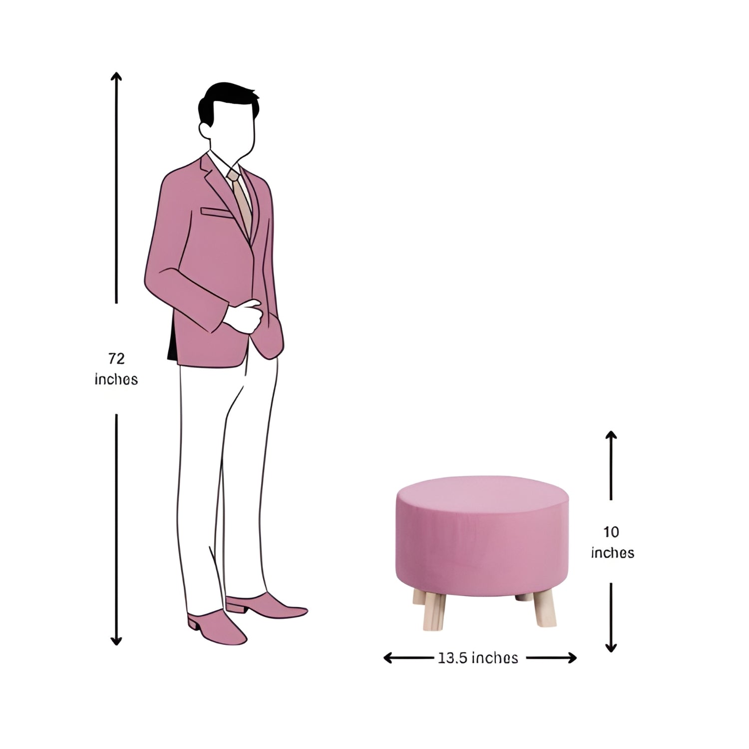 Mustang Fabric Pouffe - Pink - Image 2 - Buy Online at Chera Home Junction Coimbatore