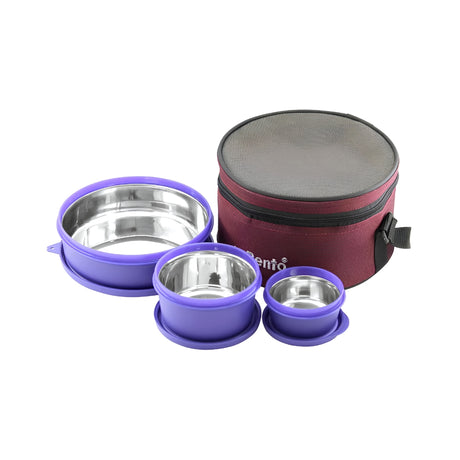 My Bento SS Thrice 3-Tier Lunch Box – Purple_Front View