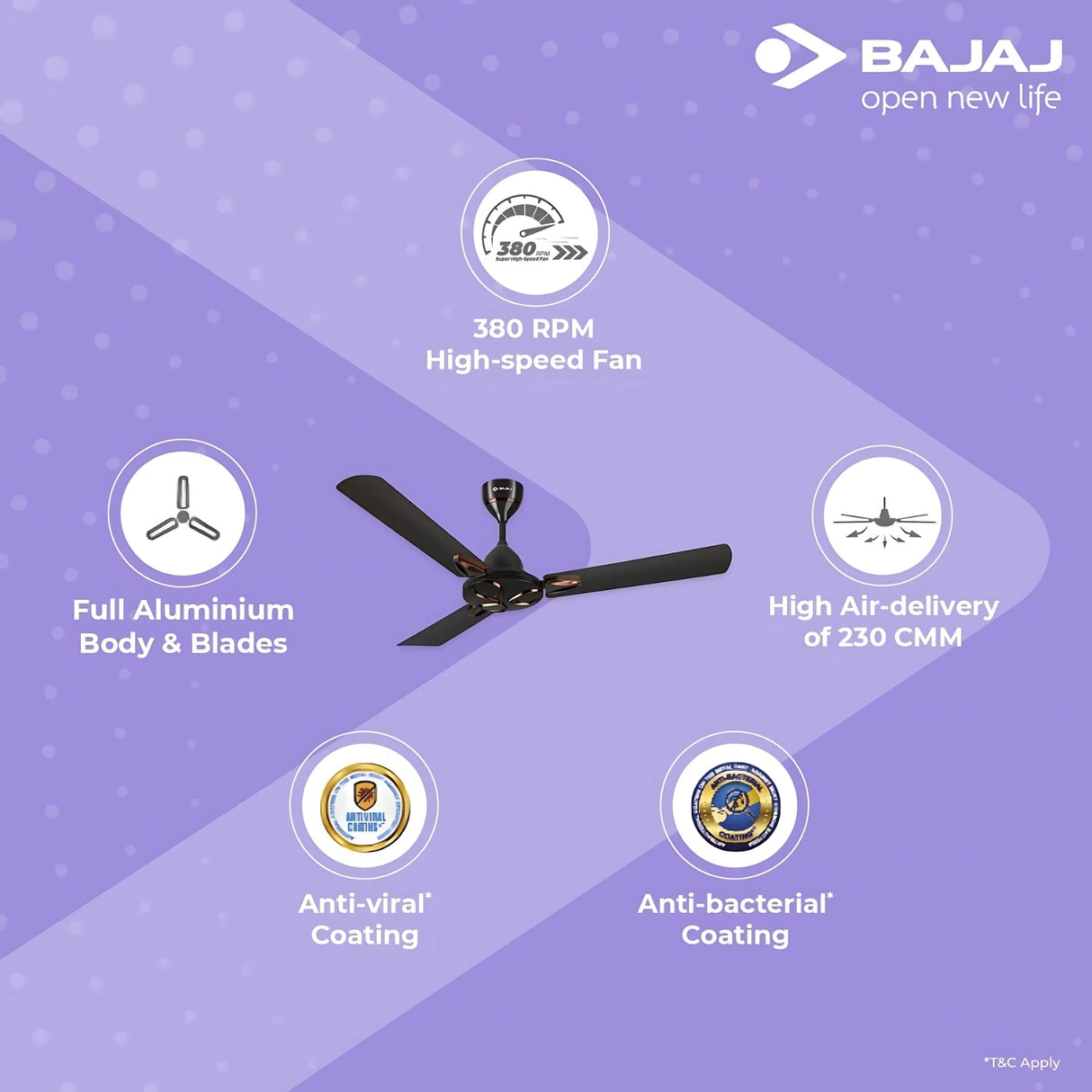 Bajaj Novella Ee Series 1200mm Ceiling Fan - Elegant Brown