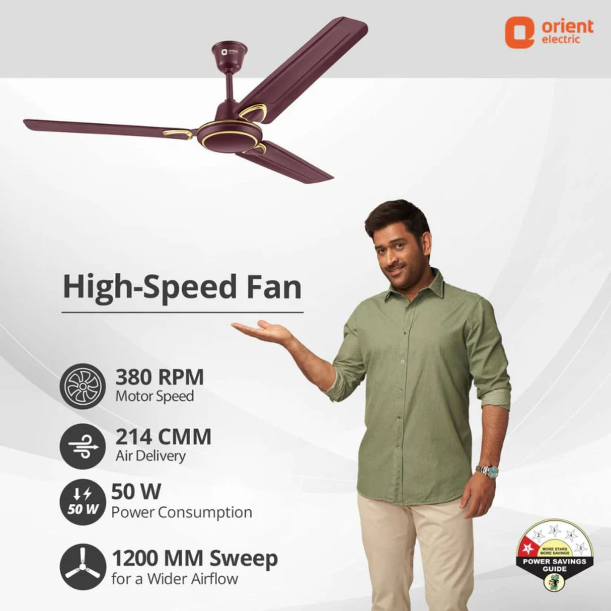 ORIENT - Rapid Air Deco Ceiling Fan 1200mm - Brown_5