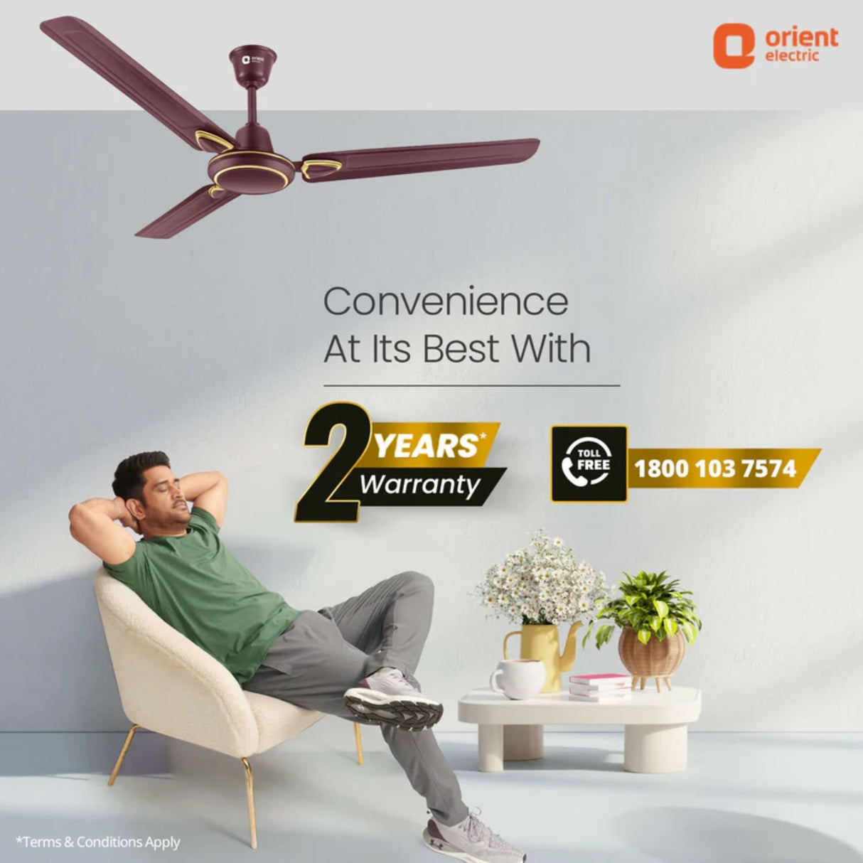 ORIENT - Rapid Air Deco Ceiling Fan 1200mm - Brown