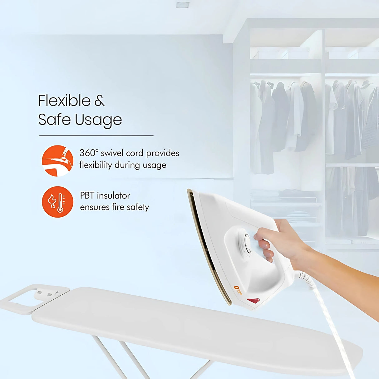 ORIENT Fabrismooth Dry Iron 1000 Watts - White_10