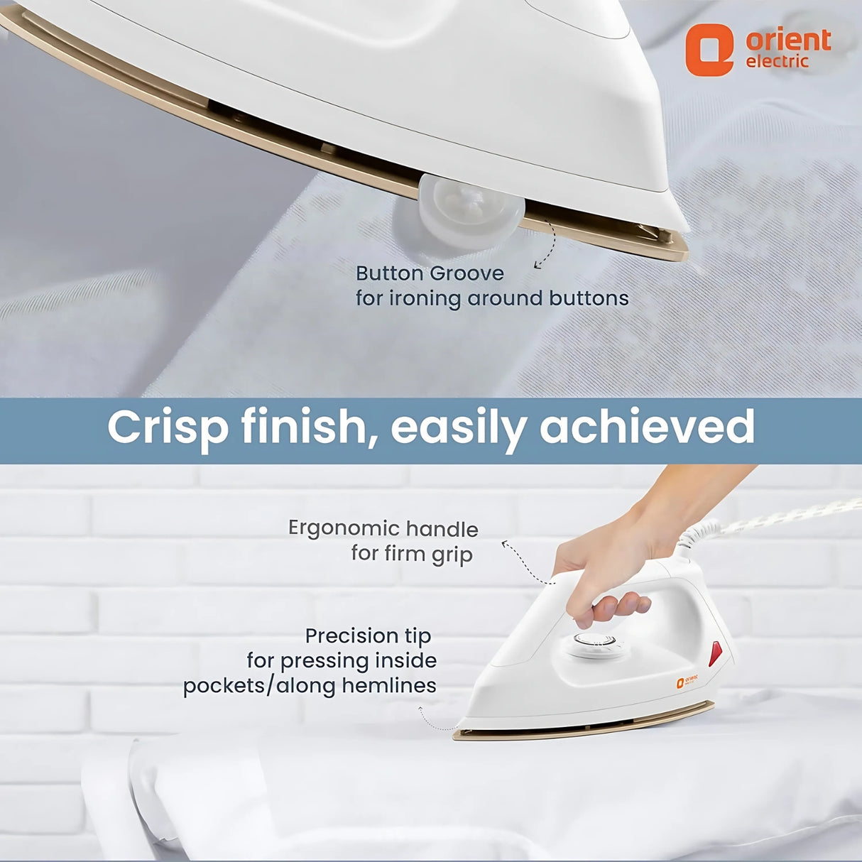 ORIENT Fabrismooth Dry Iron 1000 Watts - White_12