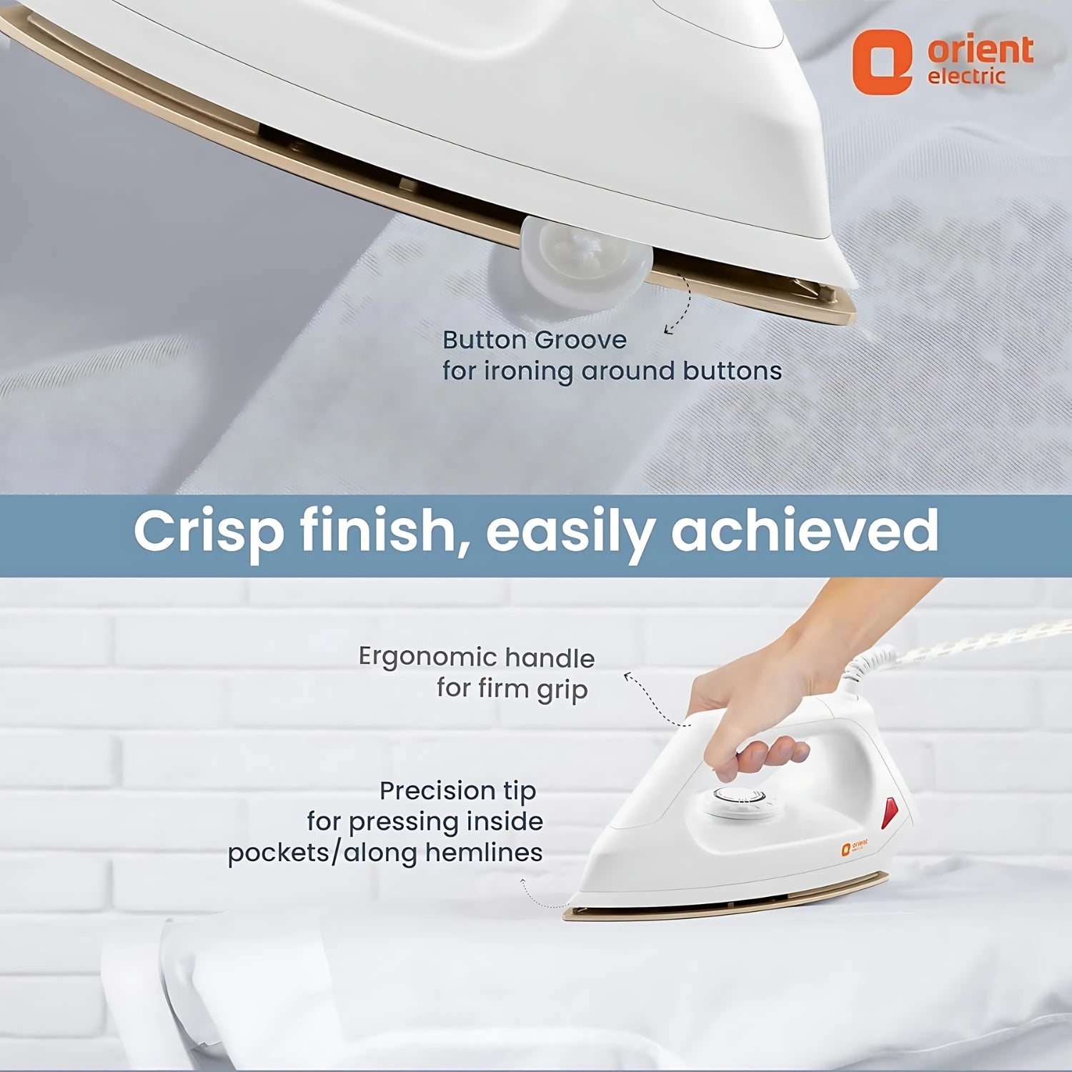 ORIENT Fabrismooth Dry Iron 1000 Watts - White_12