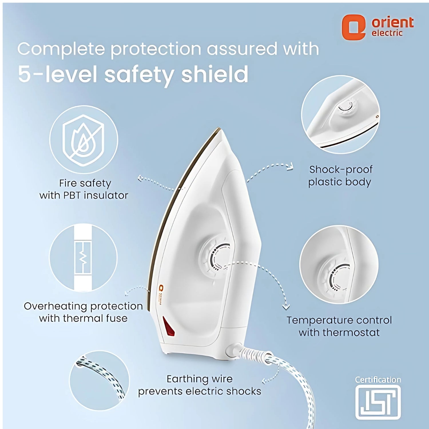ORIENT Fabrismooth Dry Iron 1000 Watts - White_2