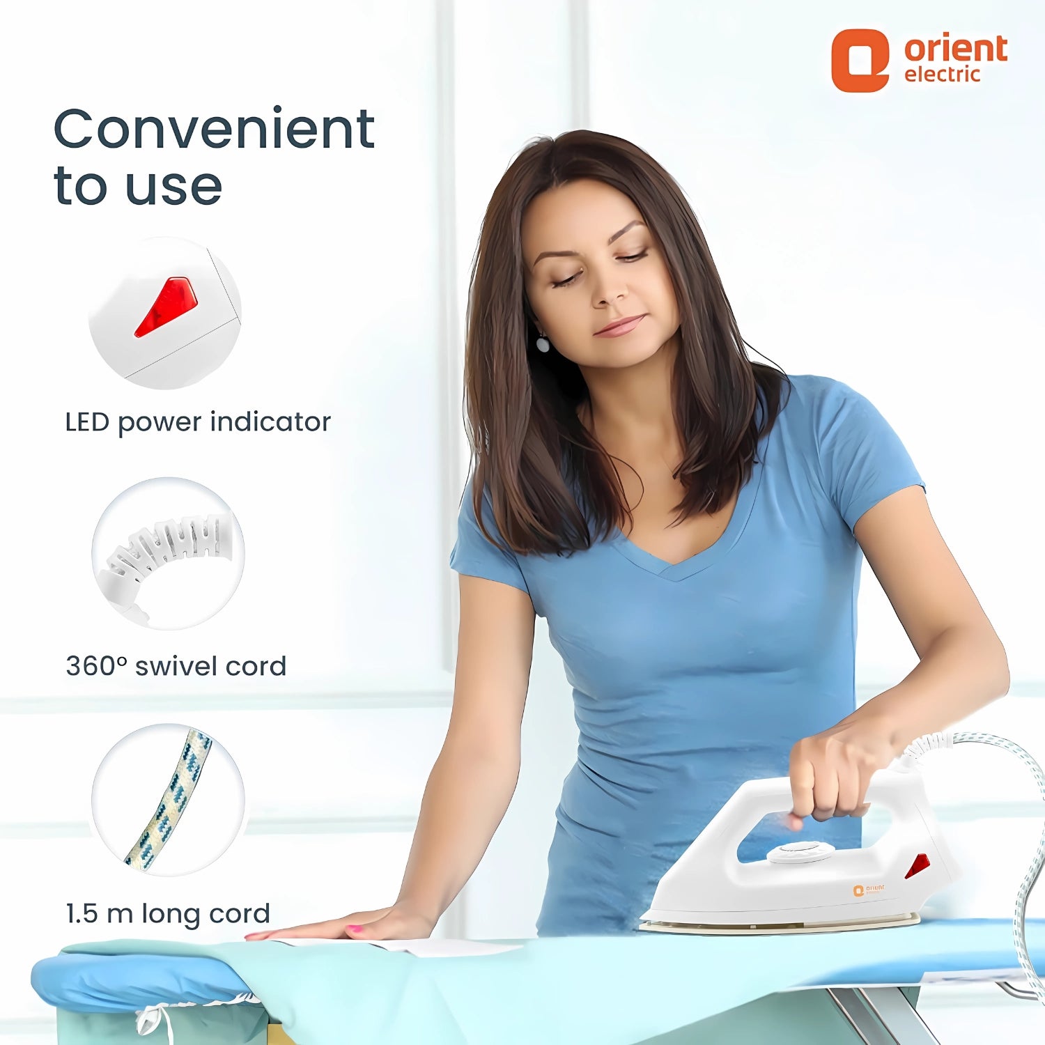 ORIENT Fabrismooth Dry Iron 1000 Watts - White_6