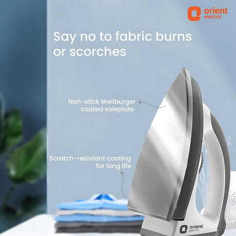 ORIENT ULTIMATE 1000W Heavyweight Dry Iron -  Grey and White_2
