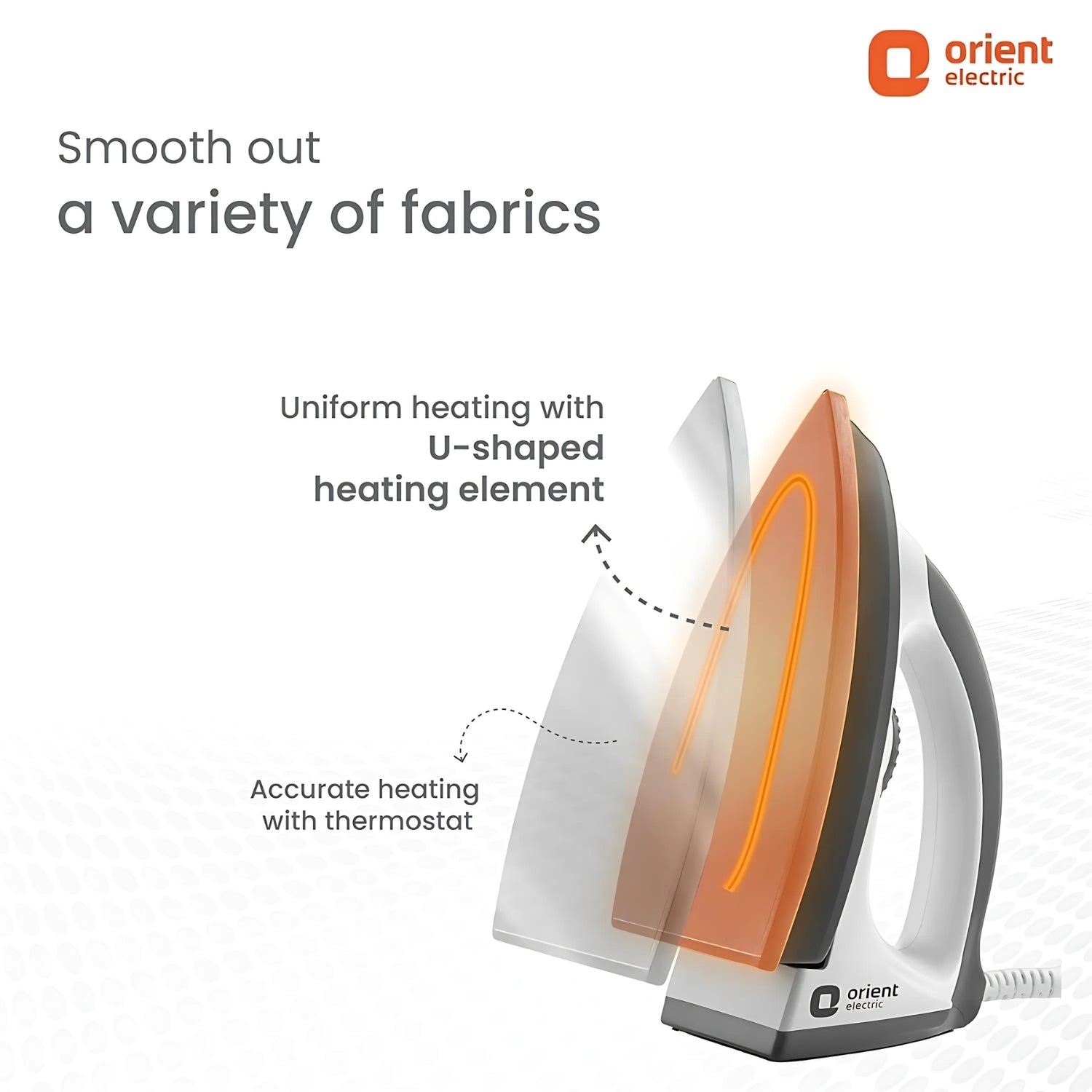 ORIENT ULTIMATE 1000W Heavyweight Dry Iron -  Grey and White_7