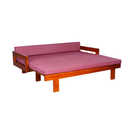 Olive Wooden Sofa cum Bed - Teak Finish_1