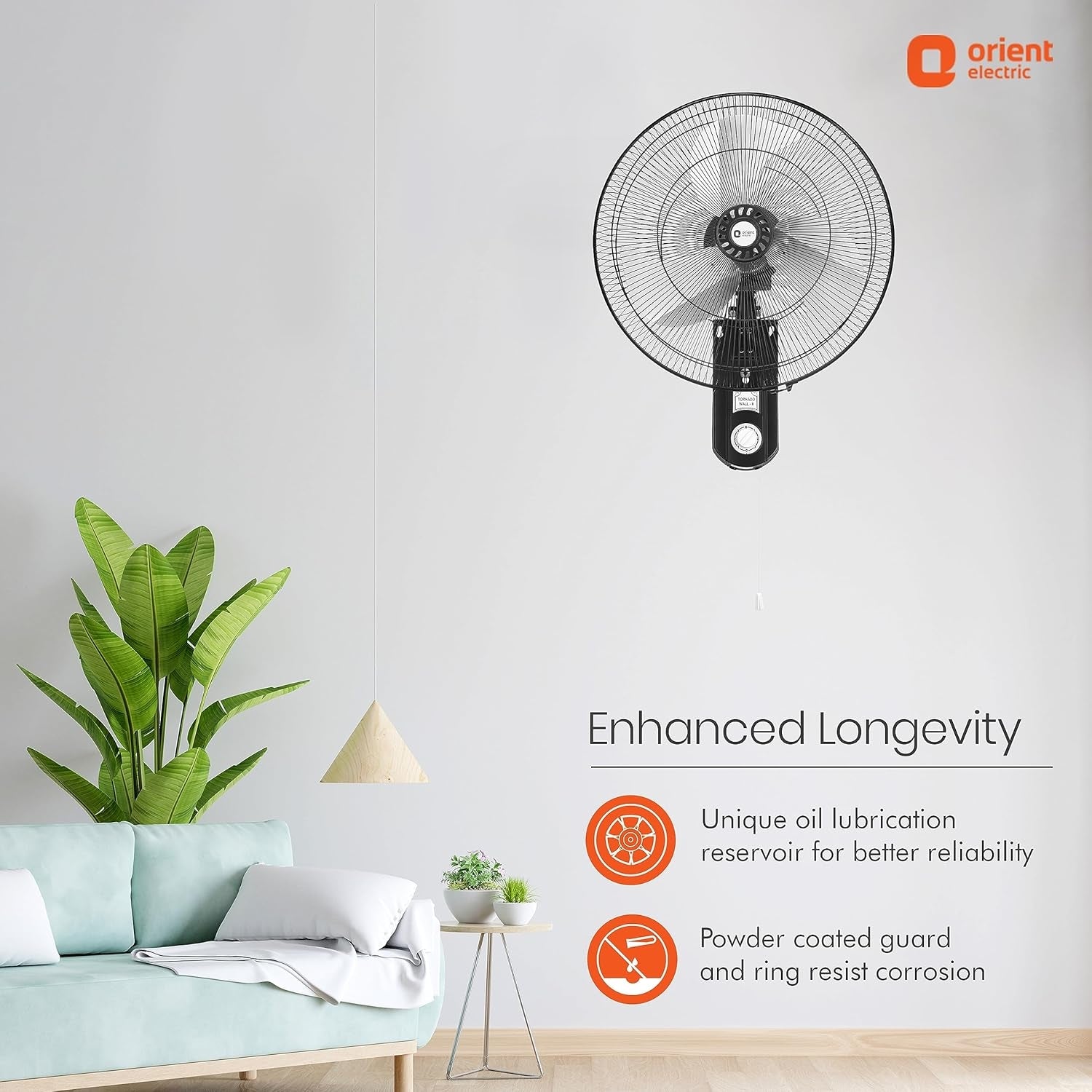 Orient 18 2 P/C Tornado Wall Fan 450 mm - Black_4