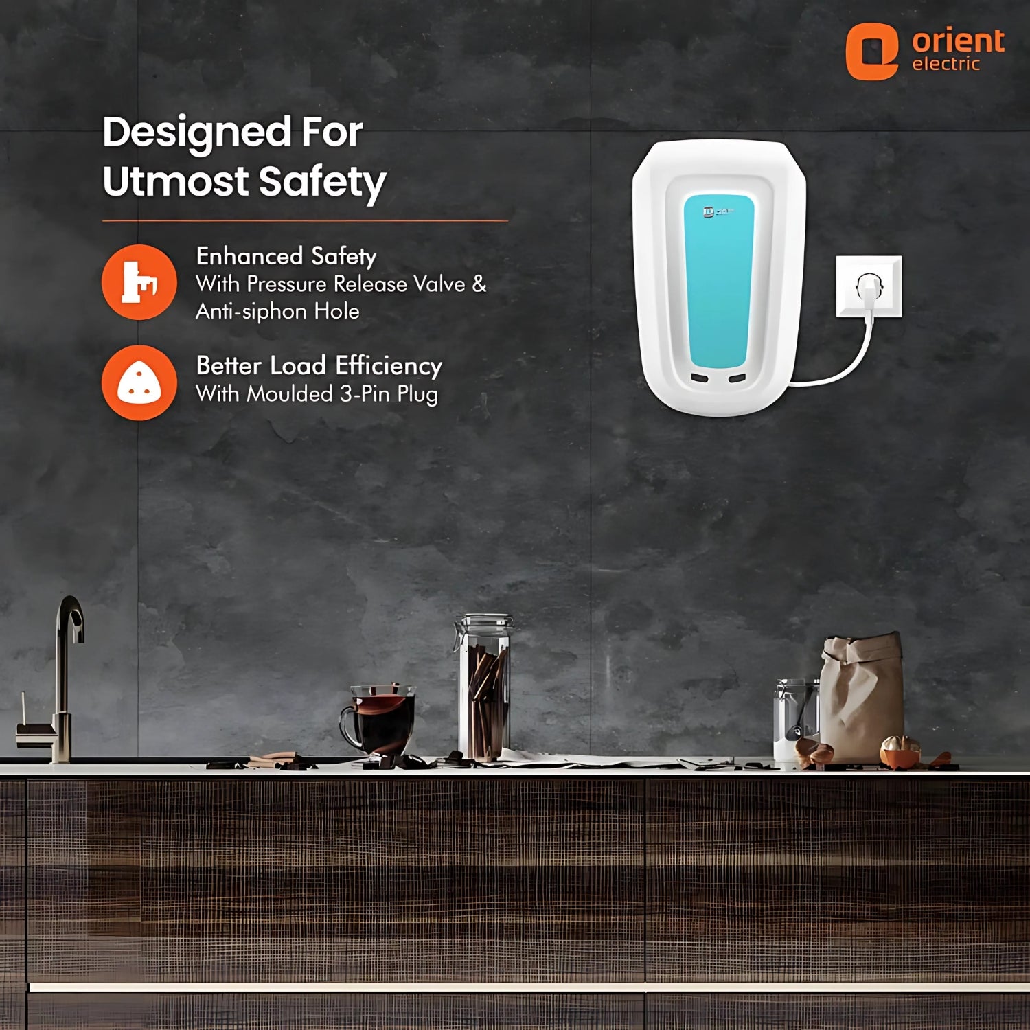 Orient Electric Rapidus 5.5L Instant Water Heater – 3000W, SS tank, 5-level safety, white-blue - Image 4 - Buy Online at Chera Home Junction Coimbatore
