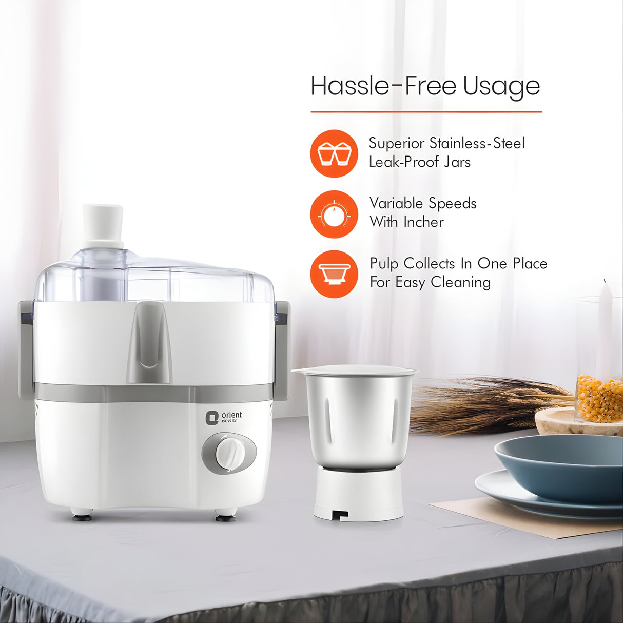 Orient Aisha JMAS45G2 450 W 2-Jar Juicer Mixer Grinder - white_4