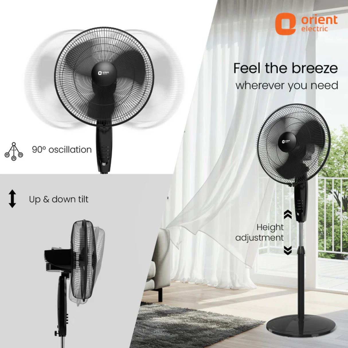 Orient Neo 3 Pedestal Fan 400 mm - Black_2
