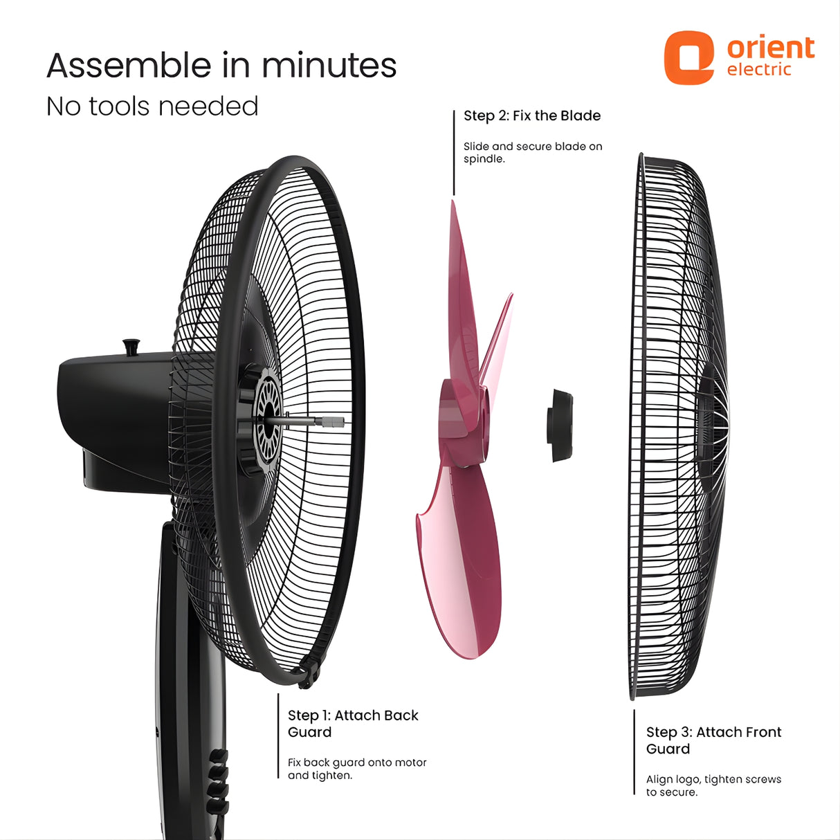 Orient Neo 3 Pedestal Fan 400 mm - Red and Black_5