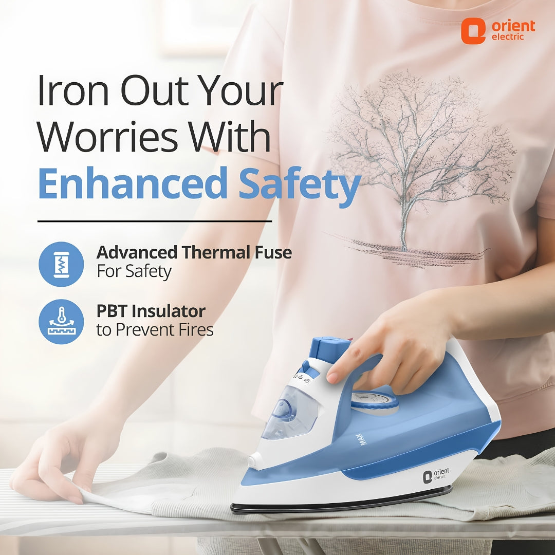 Orient SIFF16WBP Fabrifeel Steam Iron 1600W - White and Blue_6