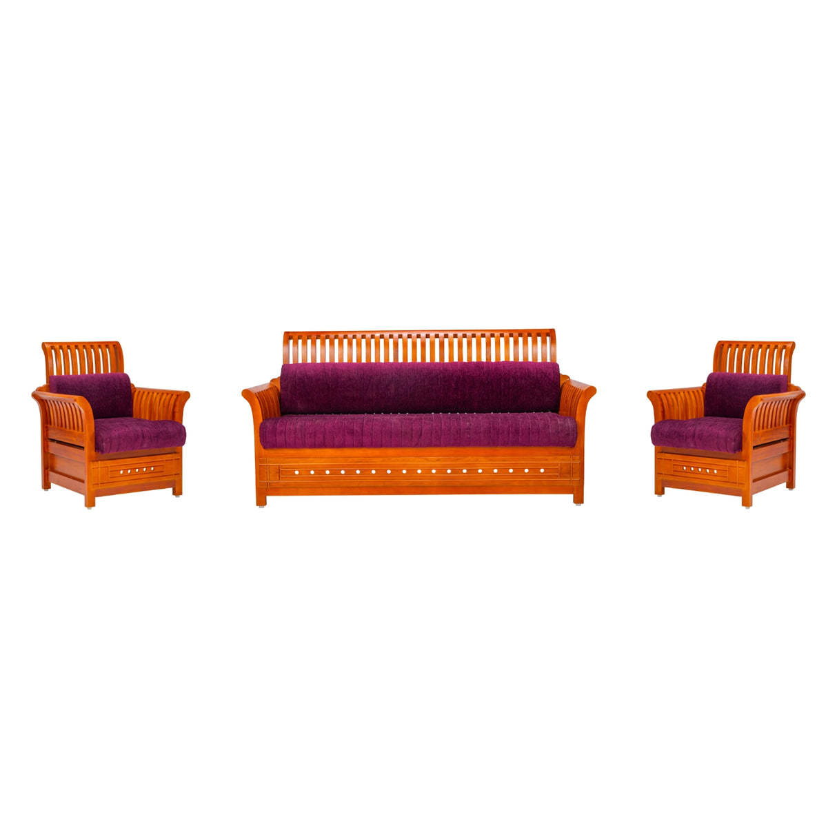 Orlando Pro Regal Sofa Set (3+1+1 Seater) - Teak Finish