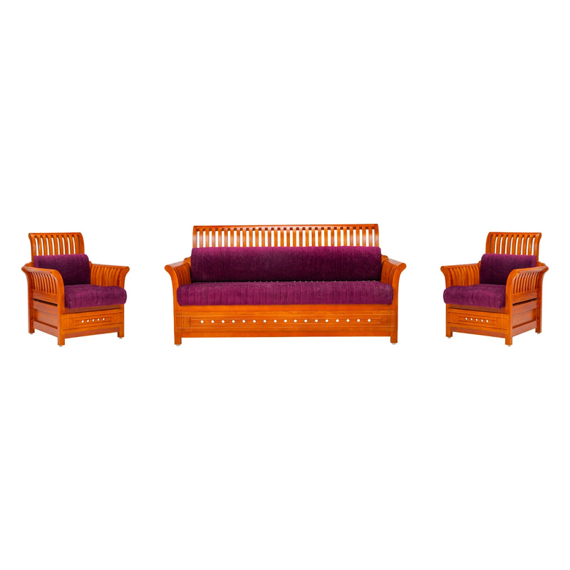 Orlando Pro Regal Sofa Set (3+1+1 Seater) - Teak Finish