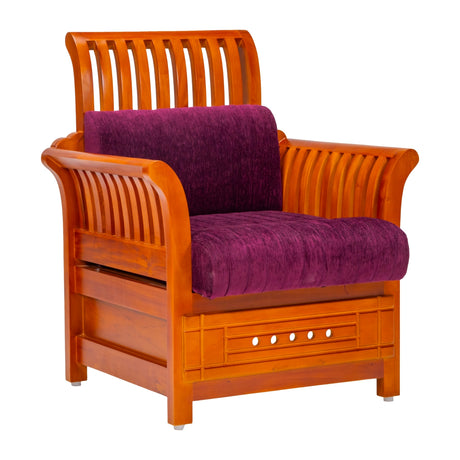Orlando Pro Regal Wooden Sofa 1 Seater - Teak Finish
