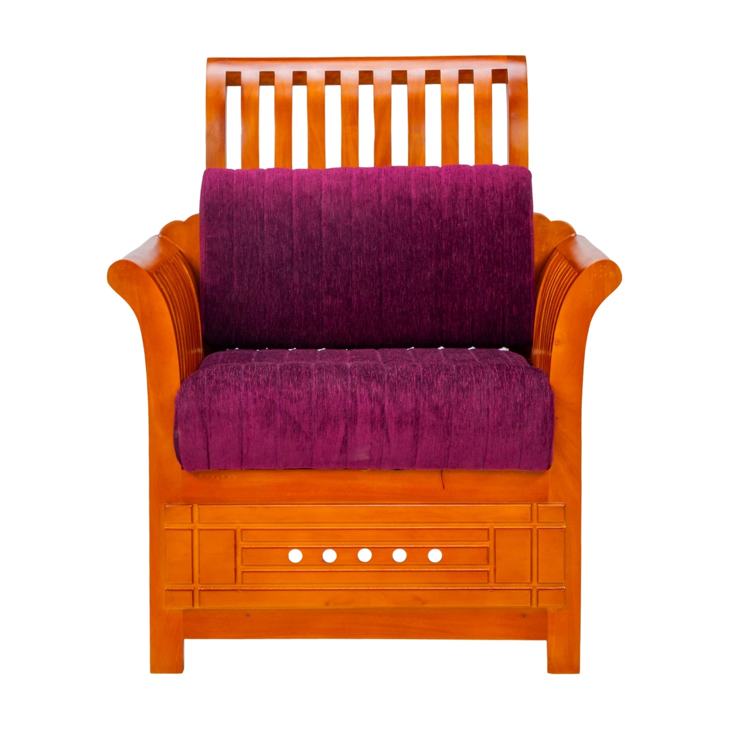 Orlando Pro Regal Wooden Sofa 1 Seater - Teak Finish