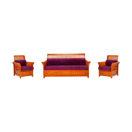 Orlando Regal Sofa Set (3+1+1-Seater) - Teak Finish_1