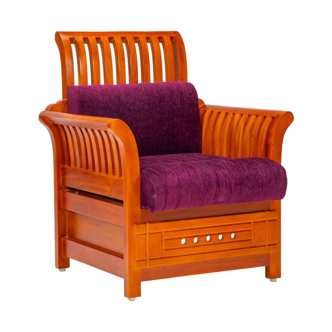 Orlando Regal Sofa Set (3+1+1-Seater) - Teak Finish_3